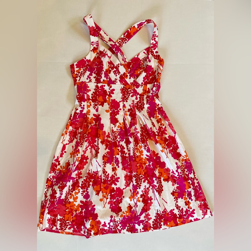 London Times White Pink Orange Hot Pink Dress Size 12 Never worn.